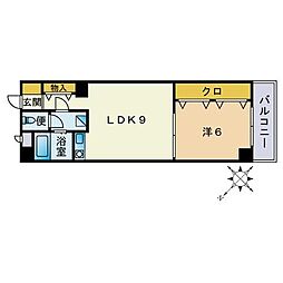 ツバサ21博多 1LDKの間取図画像