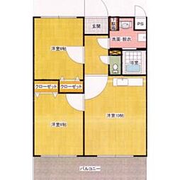 プレスティージュ壱番館 2LDKの間取図画像
