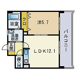 Rマンション駅南 1LDKの間取図画像