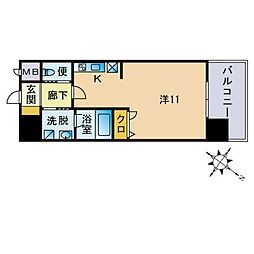 エトゥール山王公園 ワンルームの間取図画像
