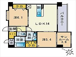 Green Jade SUI 2LDKの間取図画像