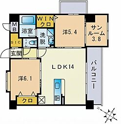 Green Jade SUI 2LDKの間取図画像