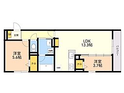 D-ROOM半道橋 2LDKの間取図画像
