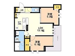 GrandValley博多 2LDKの間取図画像