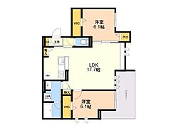 GrandValley博多 2LDKの間取図画像