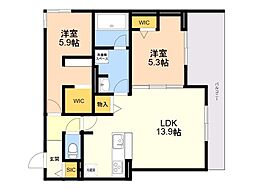 GrandValley博多 2LDKの間取図画像