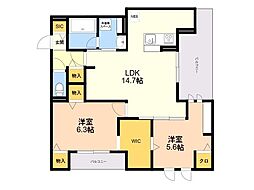 GrandValley博多 2LDKの間取図画像