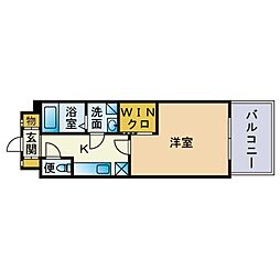 エンクレスト博多駅東 1Kの間取図画像