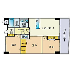 リオグランデ博多 3LDKの間取図画像
