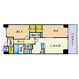 リオグランデ博多 2LDKの間取図画像