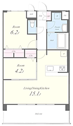 ＡＬＵＮＡ箱崎 8階2LDKの間取り