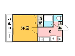 Ｍａｒｅａ21 2階1Kの間取り