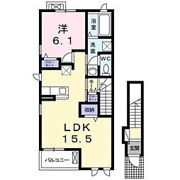 ユニットロル手光B 1LDKの間取図画像