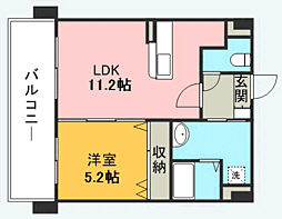 箱崎なつめビル 1LDKの間取図画像