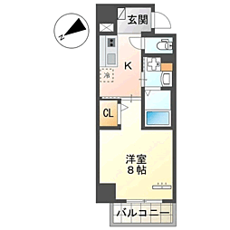 セラヴィ箱崎 1Kの間取図画像