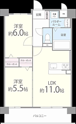 Jパラッツォ 2LDKの間取図画像
