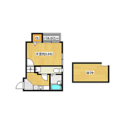 ベネフィスタウン箱崎東6 1Kの間取図画像
