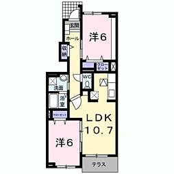 ヒルズ宮司3 2LDKの間取図画像