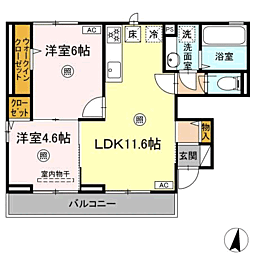 TORISIA花見が丘 2LDKの間取図画像