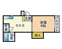 エーデル箱崎 1DKの間取図画像