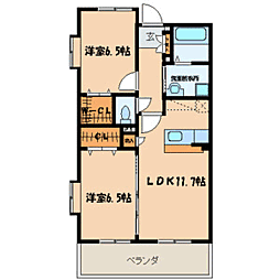 フォレストヴィラ若宮 2LDKの間取図画像