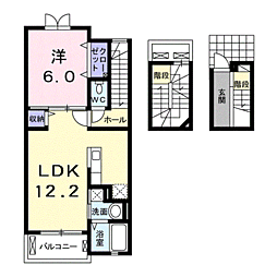 レジデンス大門2 1LDKの間取図画像