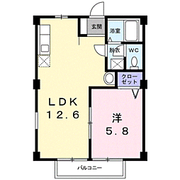ベルシティ司 1LDKの間取図画像