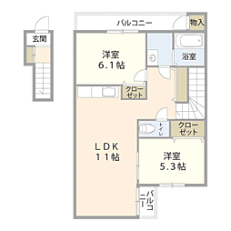 ヴィ・オーレ手光 2LDKの間取図画像