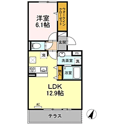オータムスクエア 1LDKの間取図画像
