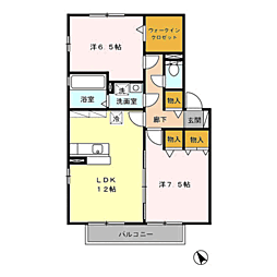 リビングタウンルピナ新宮B 2LDKの間取図画像