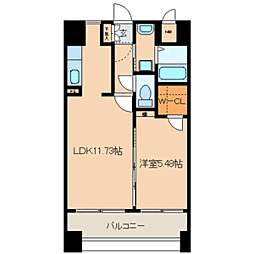 セゾン・ドール貝塚 1LDKの間取図画像
