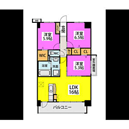 グランドゥール天神 3LDKの間取図画像