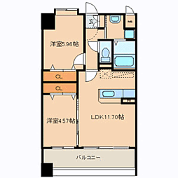 セゾン・ドール貝塚 2LDKの間取図画像