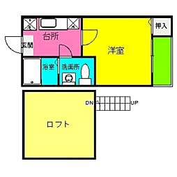 HKRRコーポ馬出 1Kの間取図画像