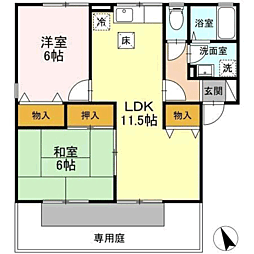 リシェス舞の里A 2LDKの間取図画像