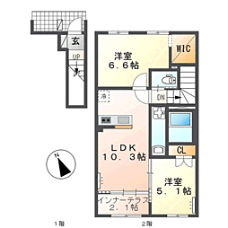 イルミフェイト 2LDKの間取図画像