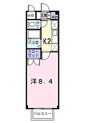 エスポワールA 1Kの間取図画像