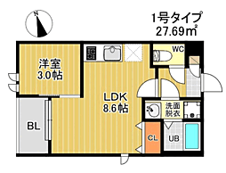 R-smart 九産大前I 1LDKの間取図画像