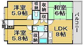 ベルクール 404 ｜ 福岡県福津市宮司１丁目（賃貸マンション3LDK・4階・59.40㎡） その2