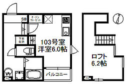 オーソクレーズ貝塚 1階ワンルームの間取り