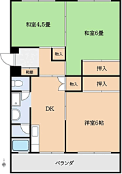西日本かなえ第1ビル 4階3DKの間取り
