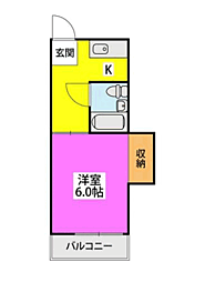 フェニックス香椎参道 1DKの間取図画像