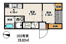 バーンメアオ　パトナム 2階1DKの間取り