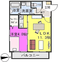 ステラ箱崎611 2階1LDKの間取り