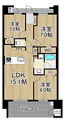 エイルマンション新宮 5階3LDKの間取り
