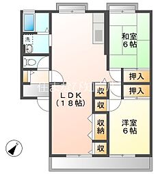 セジュール幹 2階2LDKの間取り