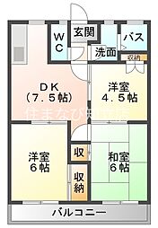マンションアサイ 3DKの間取図画像