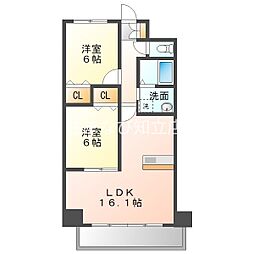 ARDEA(アルデア) 15階2LDKの間取り