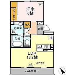 セジュール大山 3階1LDKの間取り