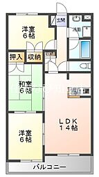 サンコート23 6階3LDKの間取り